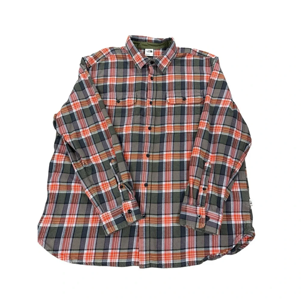 The North Face Shirt Men's XXL Plaid Flannel  Green Long Sleeve